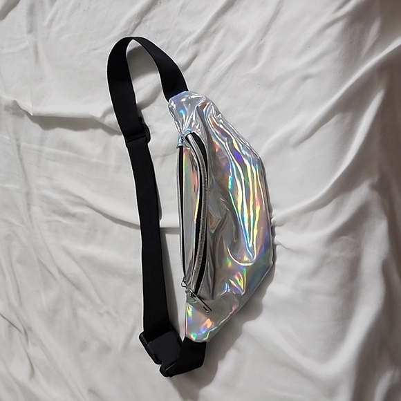 Handbags - Holographic Fanny Pack 2 zipper storage belt bag
